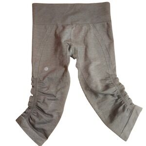 Lululemon Ebb to Street Tight Cropped Leggings Ruched Sage Green Heathered Yoga